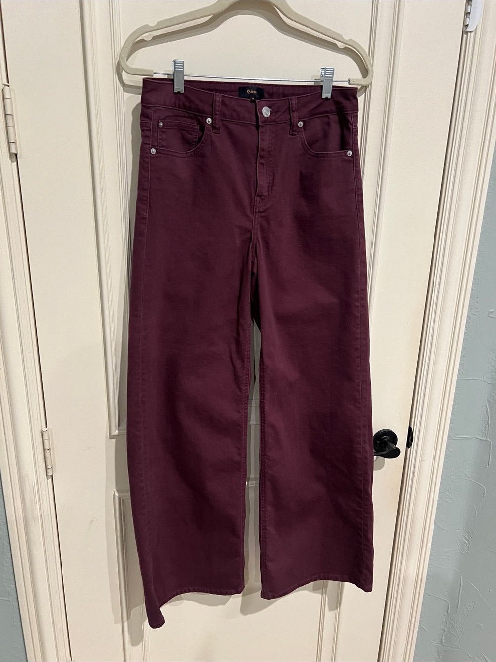 Quince Bella Stretch Wide Leg Jeans in “Wine Tasting”